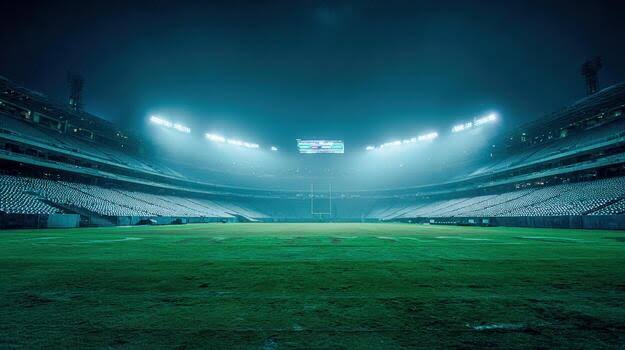 Empty stadium lights after the final whistle