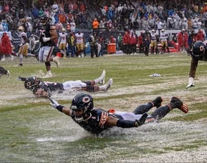 Goal-line stand in rainy championship conditions