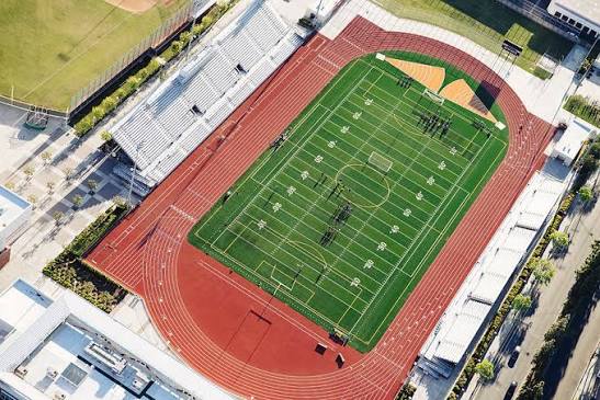 Football field aerial view